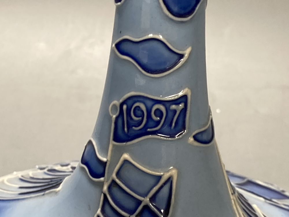 A Moorcroft vase, Florian yacht, designed Rachel Bishop, after the original design by William Moorcroft,